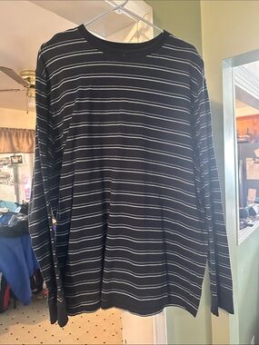 Basic Editions Black & White Horizontal Stripe Long Sleeve Tee